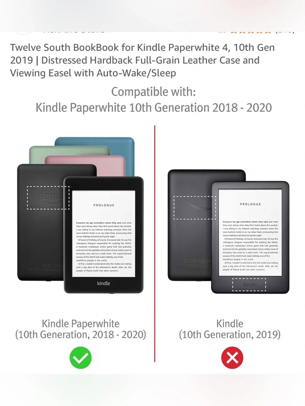 BookBook Distressed Leather Case for Kindle 10th 2018-2020.